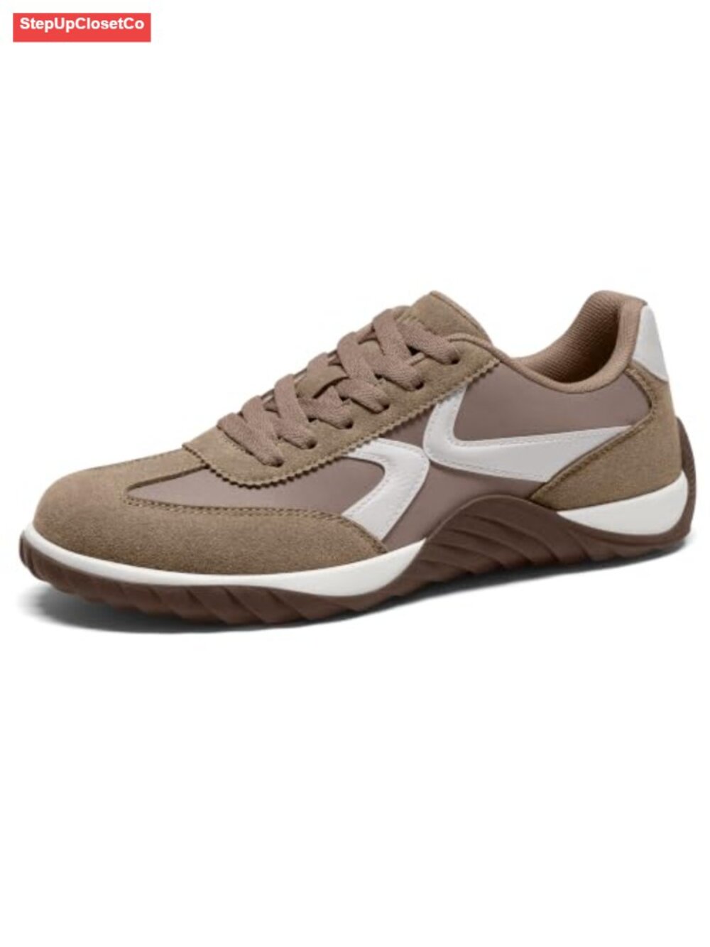 Retro Fashion Sneakers Low Profile Lace-Up Suede Panels Vintage T-Toe Casual